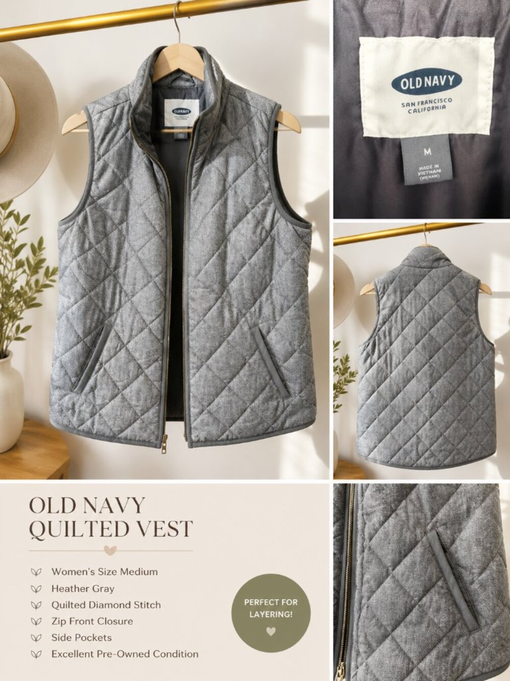 🍂 Old Navy Quilted Puffer Vest | Medium 🍂